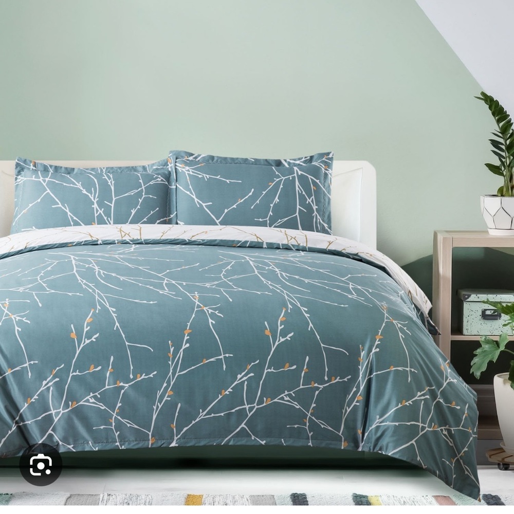 Teal Branch Pattern Duvet Cover.  No pillow shams